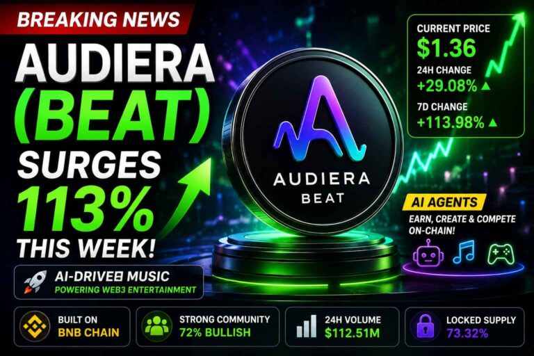 Audiera BEAT token price surges 113 percent in one week as AI-powered Web3 music ecosystem gains investor attention on BNB Chain
