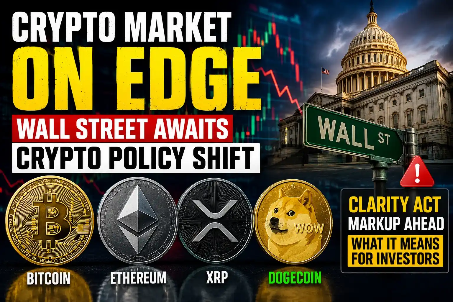 Bitcoin, Ethereum, XRP, and Dogecoin as Wall Street awaits major US crypto policy changes