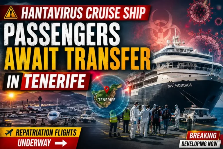 Passengers on Hantavirus Cruise Ship near Tenerife during emergency health screening operation