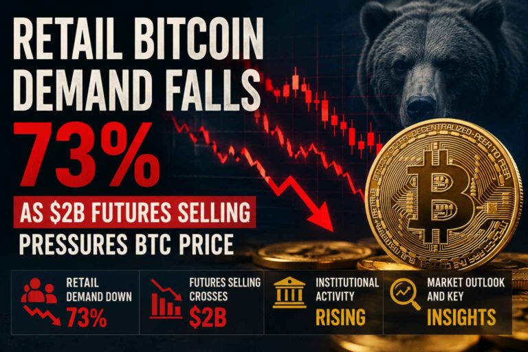 Retail Bitcoin demand falls 73 percent as futures selling pressure crosses 2 billion dollars in the cryptocurrency market