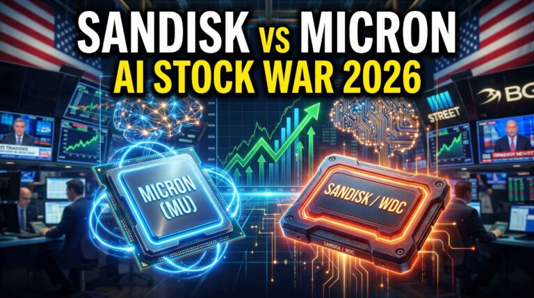 SanDisk stock vs Micron AI memory stock comparison 2026 showing breakout stocks and market trends