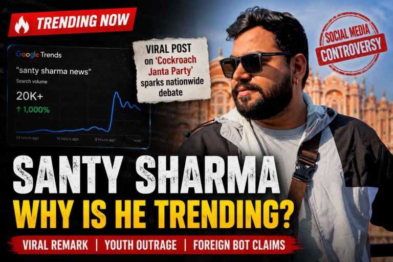 Indian rapper Santy Sharma during the viral Cockroach Janta Party controversy that sparked debate across social media and Google Trends.