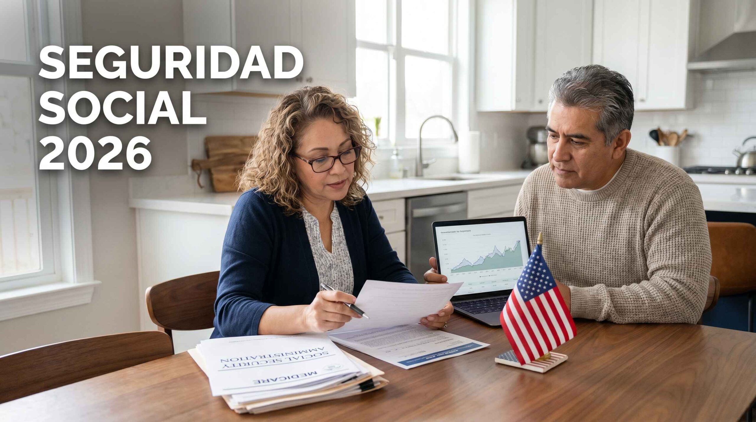 Adultos hispanos revisando beneficios de seguridad social en Estados Unidos 2026