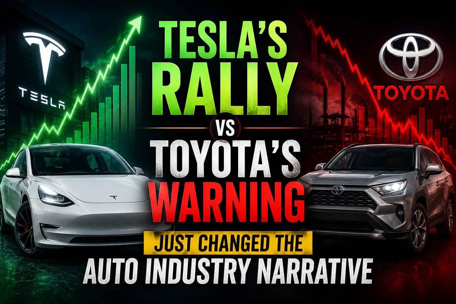 Tesla stock rally and Toyota earnings warning highlighting the changing auto industry landscape in 2026