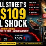 Wall Street oil shock thumbnail showing Brent crude above $109, rising Treasury yields, Strait of Hormuz tensions, oil tankers, and falling technology stocks.