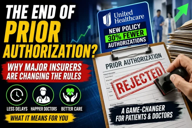 UnitedHealthcare prior authorization policy change reducing medical approval requirements for patients and doctors in the US healthcare system.