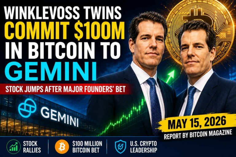 Winklevoss twins announce $100 million Bitcoin commitment to Gemini as U.S. crypto market interest rises in May 2026