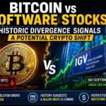 Bitcoin vs Software Stocks historic divergence showing potential crypto market shift and institutional analysis
